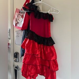 Red and Black Ruffled Dress